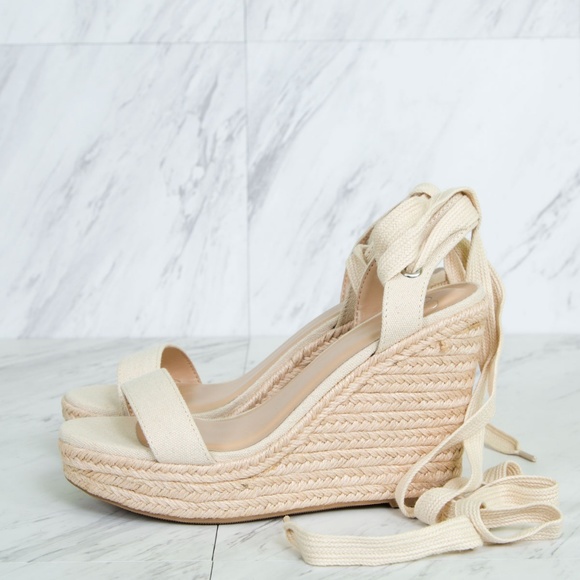 NEW🔥 Wrap Lace-Up Espadrille Sandals Wedge Heel - Picture 7 of 8